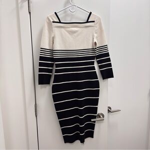 Vero Moda Black and White Striped Dress size M